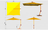 Зонт на боковой опоре мембранный 4х4 метра