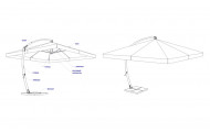 Зонт на боковой опоре мембранный 4х4 метра
