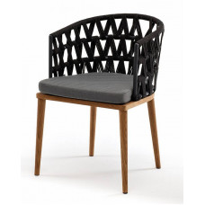 Диего стул плетеный из роупа, ткань серая