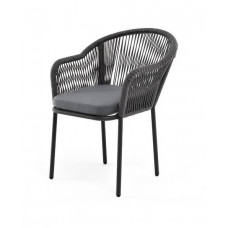 Лион стул плетеный из роупа, ткань серая 017