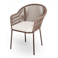 Лион стул плетеный из роупа, ткань бежевая 052