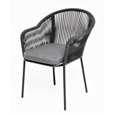 Лион стул плетеный из роупа, ткань темно-серая 027