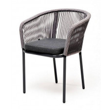 Марсель стул плетеный из роупа, ткань серая