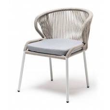 Милан стул плетеный из роупа, ткань светло-серая