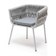 Монако стул плетеный из роупа, ткань светло-серая