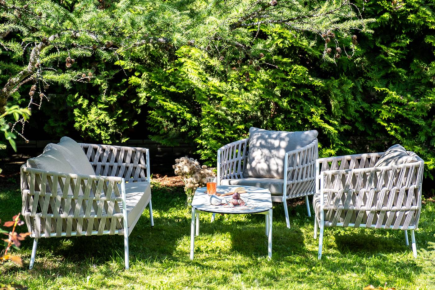 "Диего" лаунж-зона 4-местная плетеная из роупа (веревки), каркас алюминиевый "Диего" лаунж-зона 4-местная плетеная из роупа (веревки), каркас алюминиевый