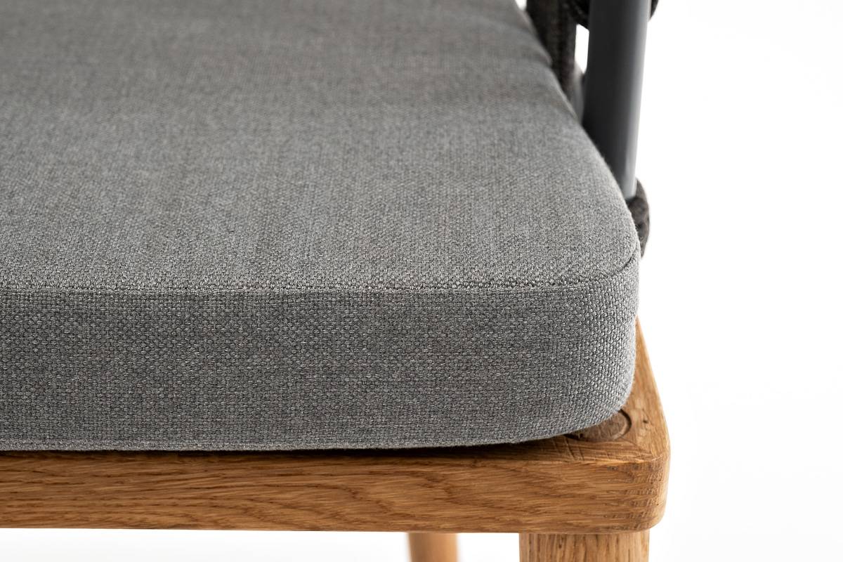 Диего стул плетеный из роупа, ткань серая