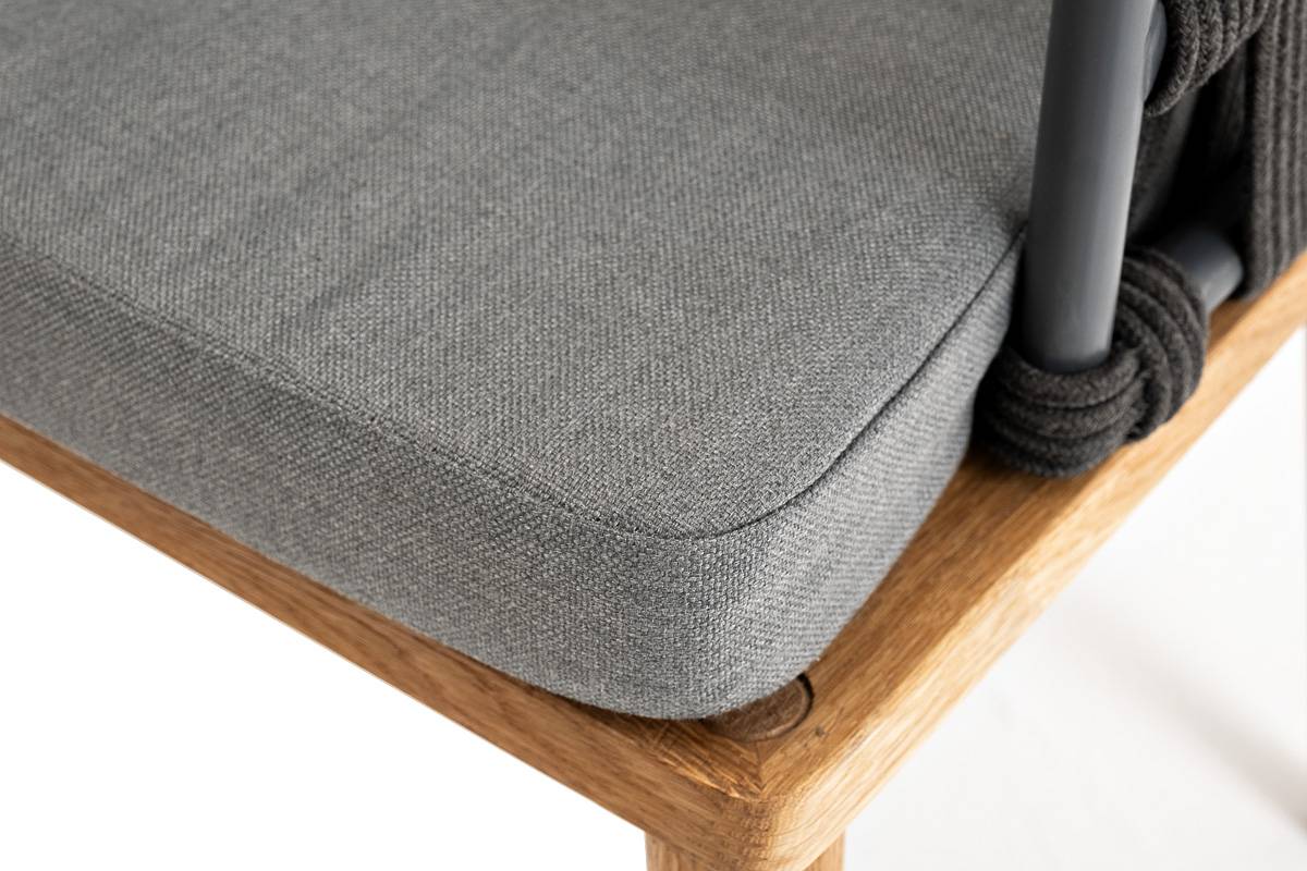 Диего стул плетеный из роупа, ткань серая