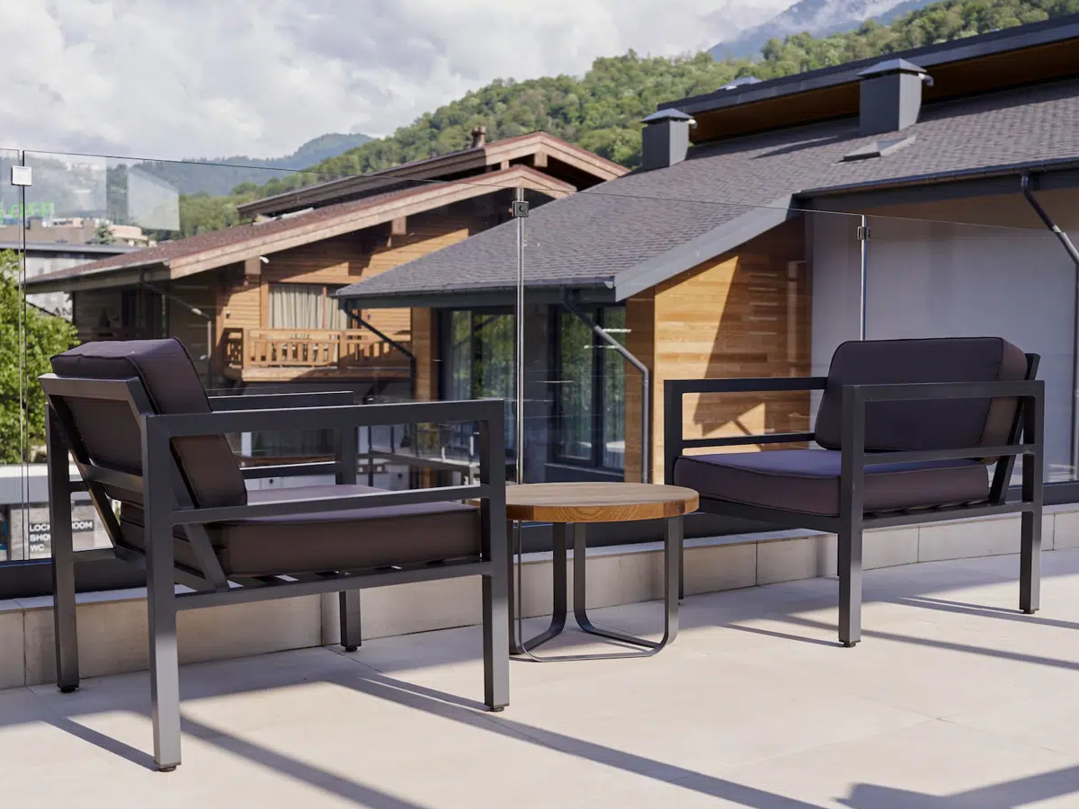 "Эстелья" кресло, каркас алюминий, ткань темно-серая 027