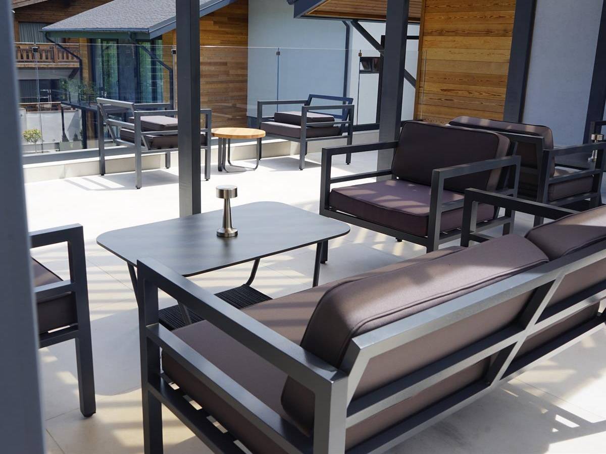 "Эстелья" кресло, каркас алюминий, ткань темно-серая 027