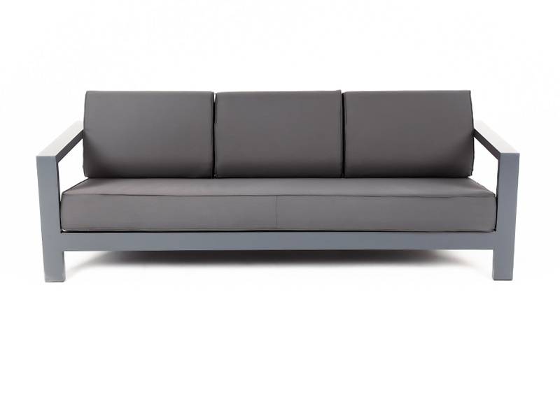 "Гранада" диван 3-местный, каркас алюминий темно-серый, ткань темно-серая 027