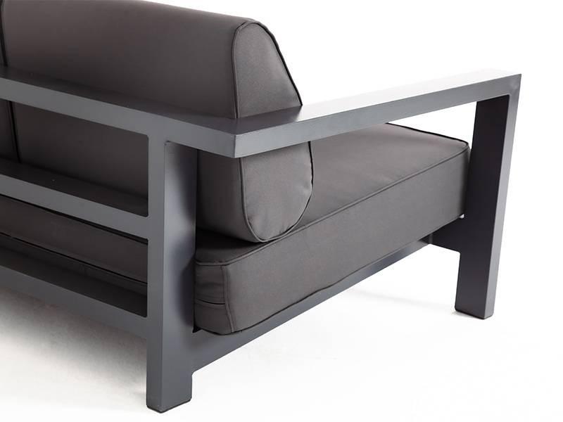 "Гранада" диван 3-местный, каркас алюминий темно-серый, ткань темно-серая 027