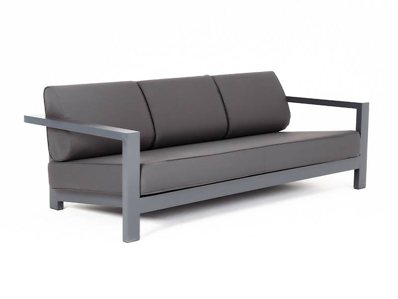 "Гранада" диван 3-местный, каркас алюминий темно-серый, ткань темно-серая 027