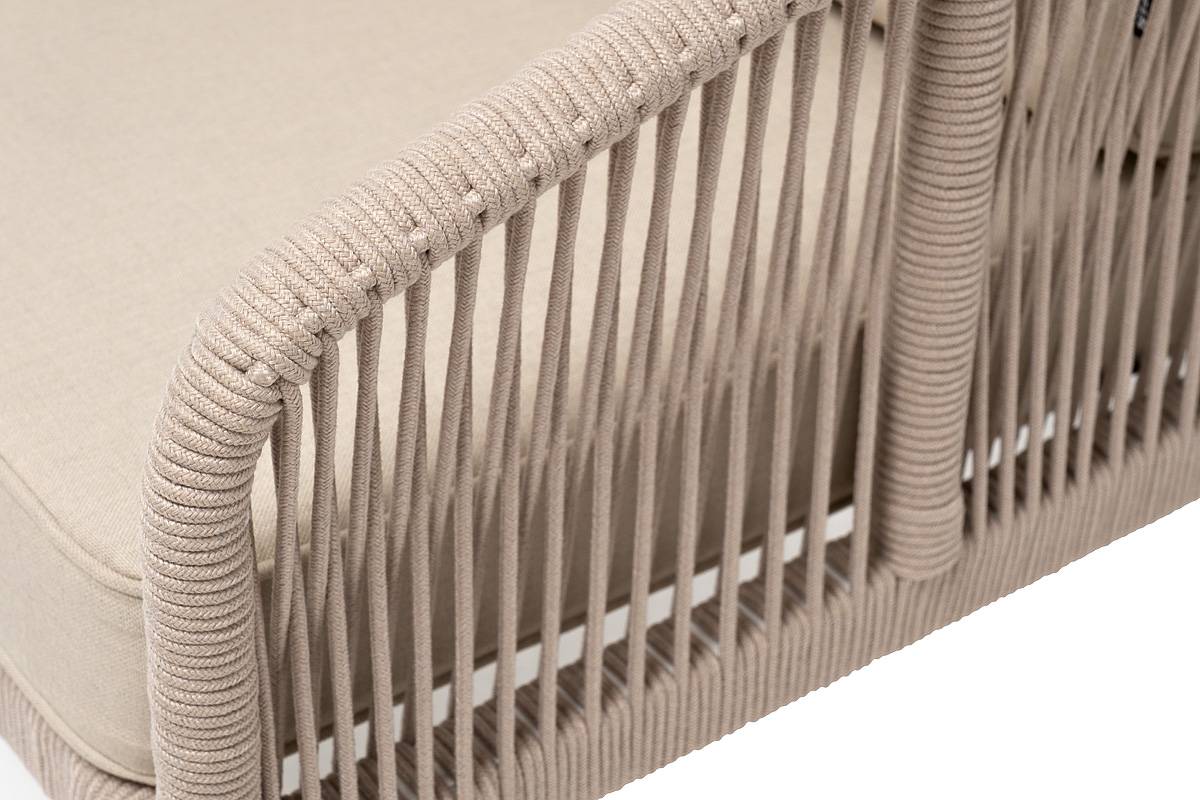 "Канны" кресло плетеное из роупа, каркас алюминий, ткань бежевая 035
