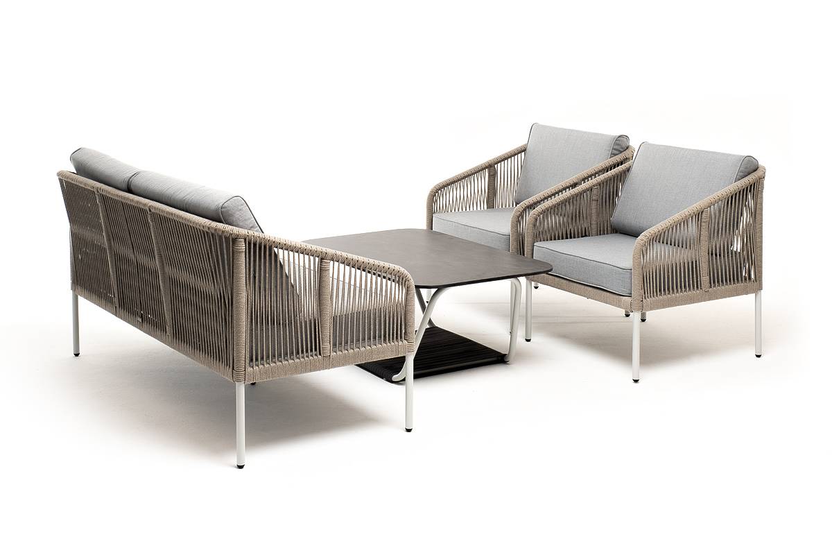 "Канны" лаунж-зона 4-местная из роупа со столом "Глория", каркас алюминиевый