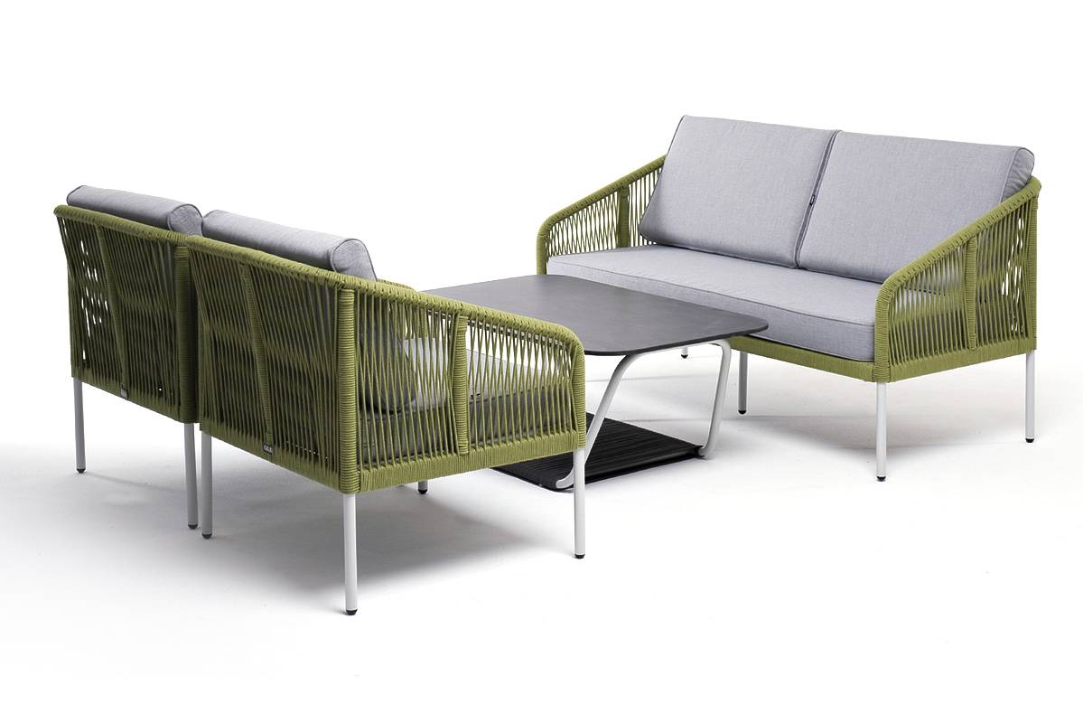 "Канны" лаунж-зона 4-местная из роупа со столом "Глория", каркас алюминиевый