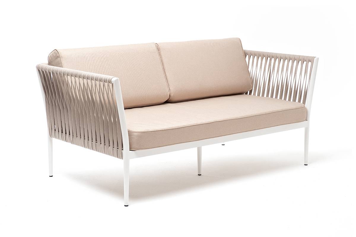 "Касабланка" диван 2-местный плетеный из роупа, каркас алюминий