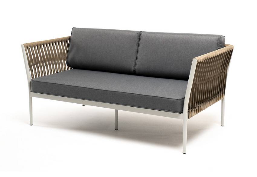 "Касабланка" диван 2-местный плетеный из роупа, каркас алюминий