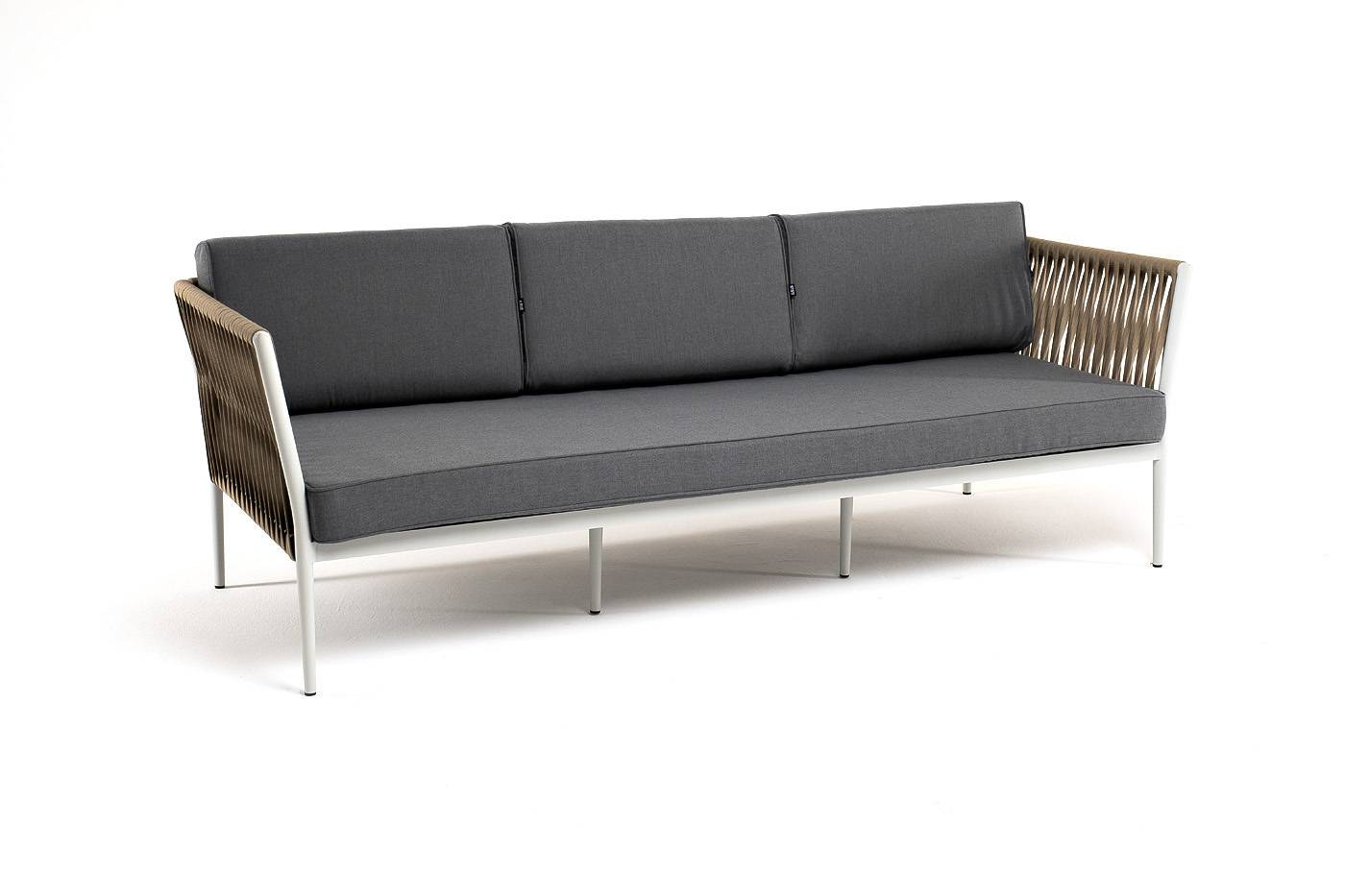 "Касабланка" диван 3-местный плетеный из роупа, каркас алюминий