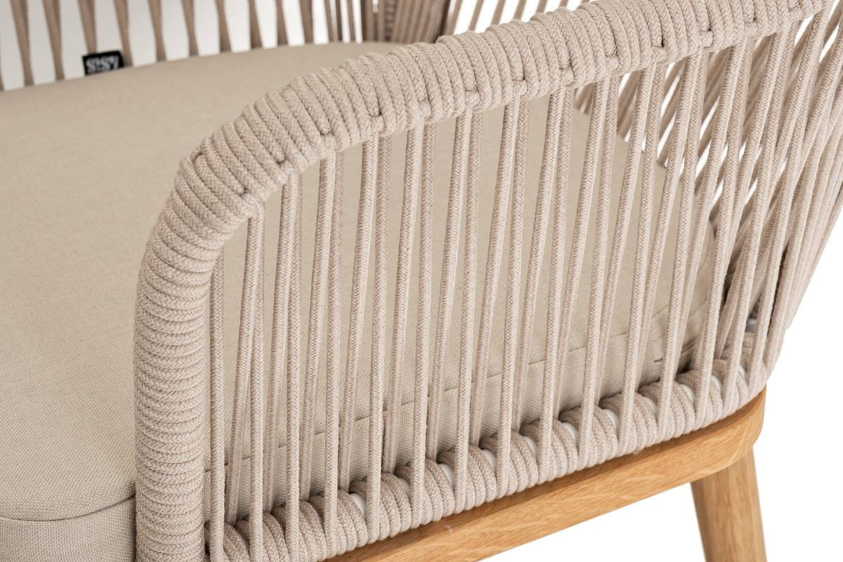 "Лион" стул плетеный из роупа, ткань бежевая 035