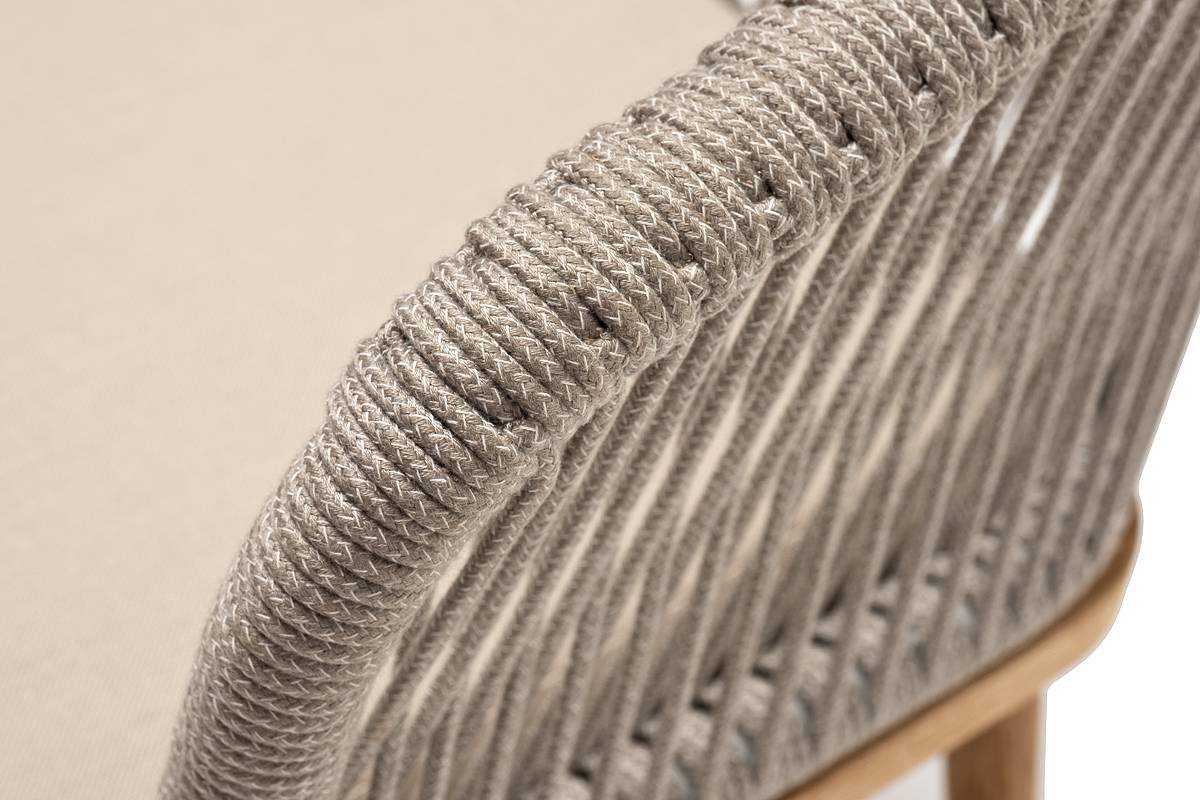 "Марсель" стул плетеный из роупа, ткань бежевая 052