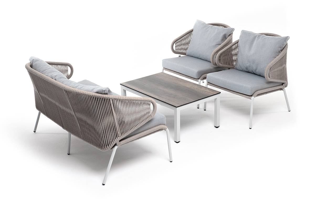 "Милан" лаунж-зона 4-местная плетеная из роупа, каркас алюминиевый