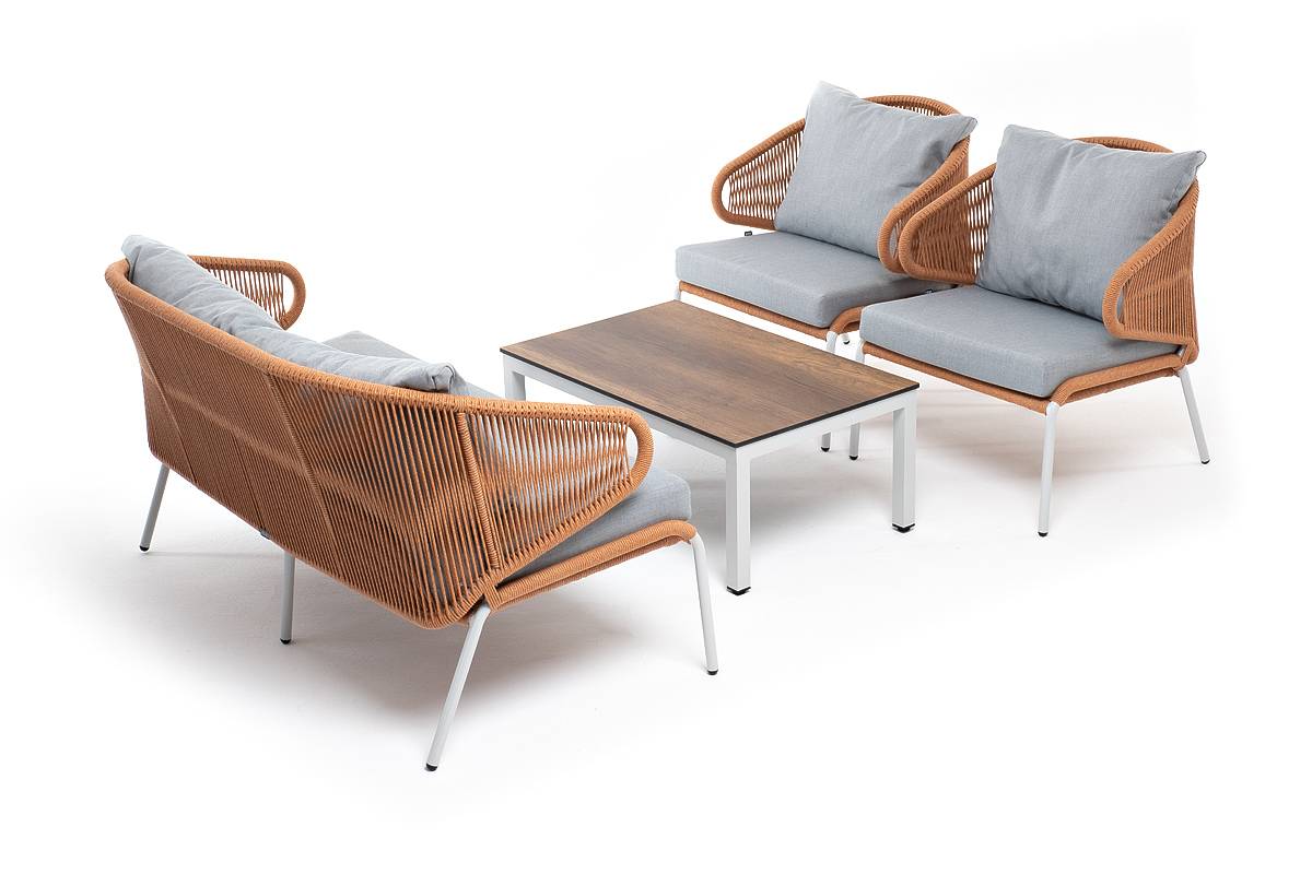 "Милан" лаунж-зона 4-местная плетеная из роупа, каркас алюминиевый