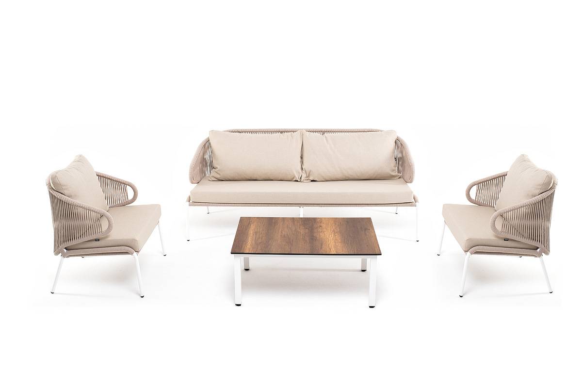 "Милан" лаунж-зона 5-местная плетеная из роупа, каркас алюминиевый, роуп бежевый