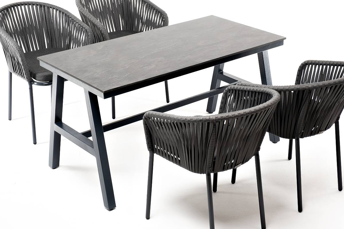 "Рио" обеденная группа на 4 персоны, стол HPL "серый гранит", цвет серый