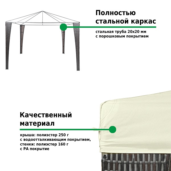 Шатер-беседка Green Glade 3176 3х3х2,5м полиэстер