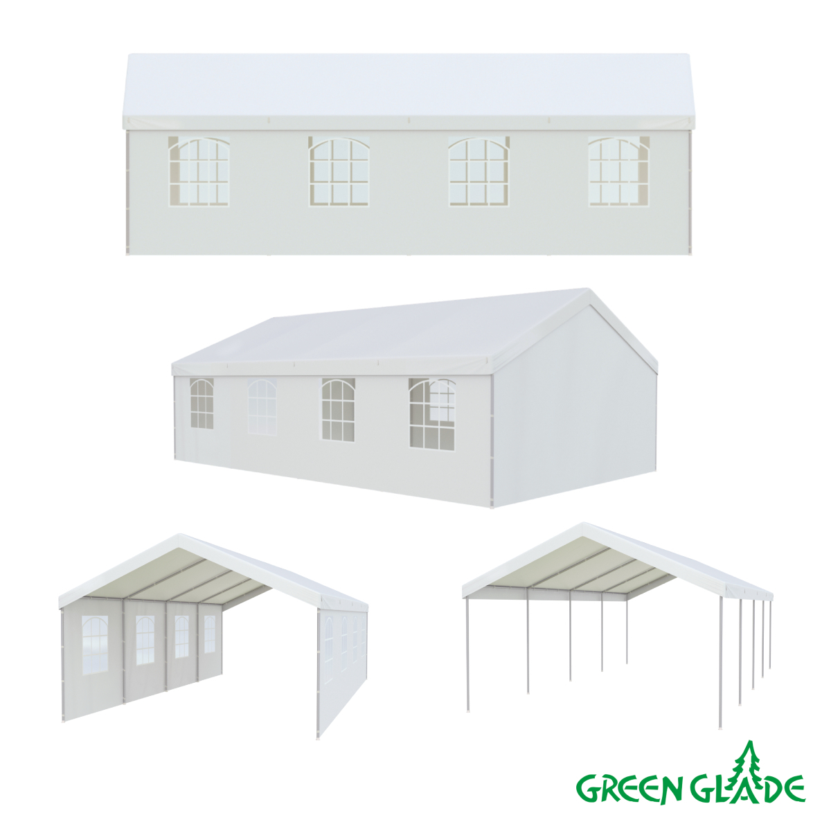 Тент-шатер Green Glade 1093 4х8х3,2м полиэтилен 3 коробки