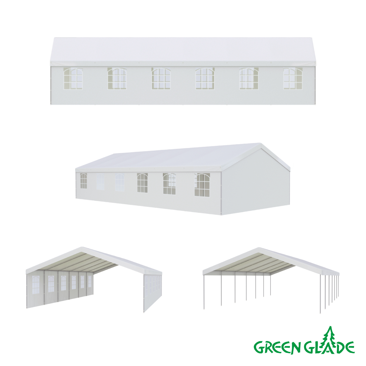 Тент-шатер Green Glade 3020 6х12х3,2м полиэстер 4 коробки